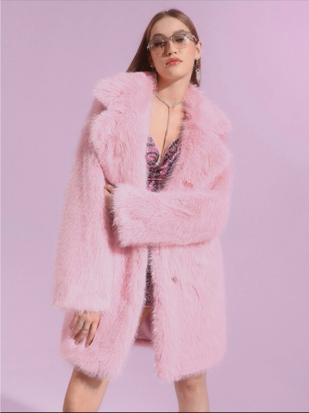 Pink Faux Fur Coat - Women Jackets & Coats
